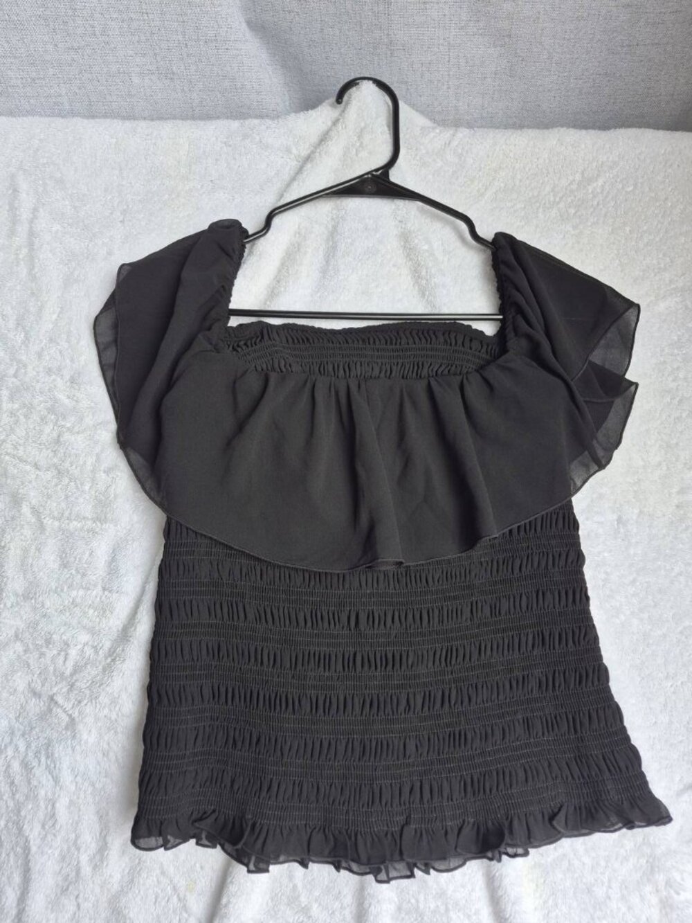 Wilfred Off-Shoulder Smocked Top Size S Black
